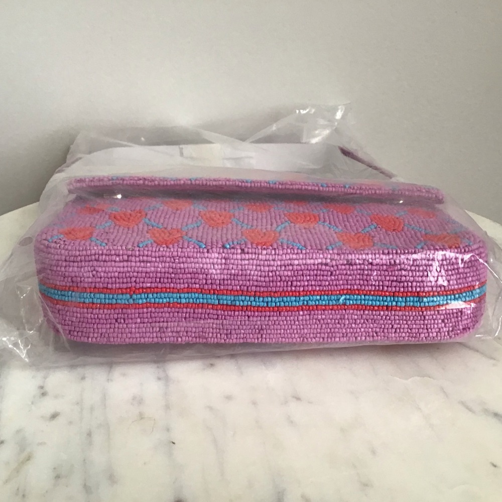 RARE Anthropologie Fiona Beaded Bag Icon Edition Hearts Beads New With Tag - Picture 8 of 10